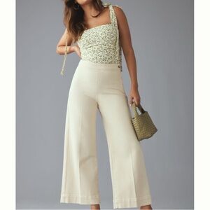 Pilcro Anthropologie The Skipper Side-Zip High-Rise Crop Wide-Leg Jeans